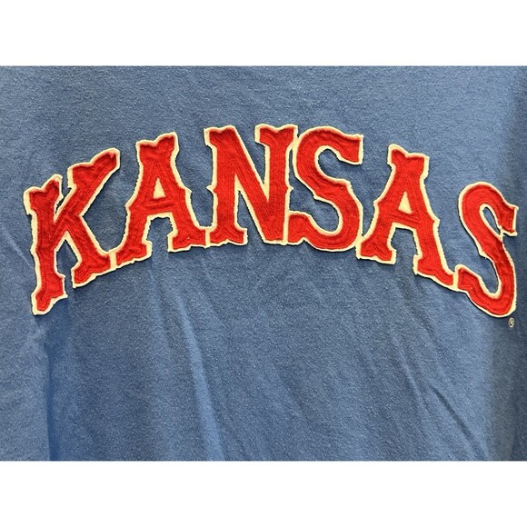 Vintage Kansas Jayhawks KU Long Sleeve Shirt Coliseum Athletics Size L 80s Patch - Picture 2 of 6